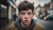© wetzkaz - young teenager boy running in a hurry, hurried or scared, forgot or missed something, in a hurry, deadlines and busy