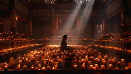 many candles in the temple. Generative AI