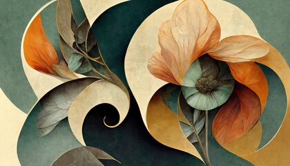 Wall Mural - Elegant floral background in Art Nouveau style. Retro decorative flower design. Generative AI