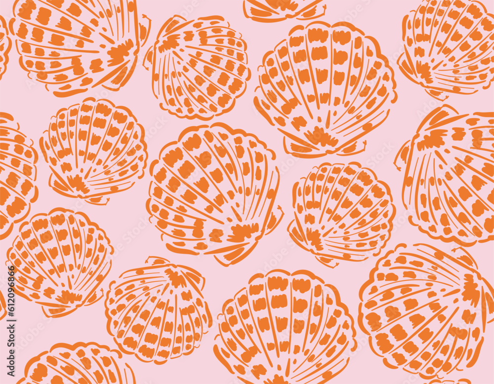 Sea Shell Print Design Hand drawn sea shells. Beautiful marine design elements, perfect for ...