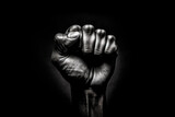 Fototapeta Mapy - Captivating photography captures the strength and drive of a black fist against a dark background, Generative AI