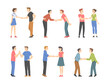 © topvectors - People Character Shaking Hand as Brief Greeting or Parting Tradition Vector Set