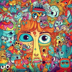 Colorful doodle art Generative AI