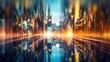© Margo Alexa - abstract business background with buildings and coins. business and finance. Generative AI