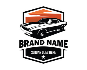 dodge challenger car 1968 white background isolated side view. best for logos, badges, emblems, icon