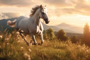 Wall Mural - A beautiful horse in a meadow Generative AI
