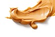 Creamy Peanut Butter Smear. Brown paste of peanut butter isolated on white background, perfect as a nourishing food condiment: Generative AI