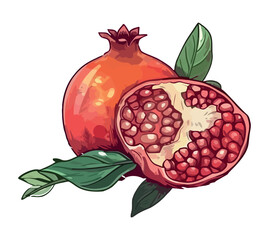 Wall Mural - Juicy pomegranate slice, fresh and organic fruit