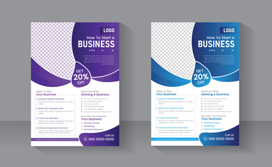 Poster - Business Leaflet Brochure Flyer Template Design Set. Corporate Flyer Template A4 Size, Corporate business flyer template,  modern business flyer template