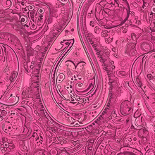 Pink Background, Paisley Scarf Pattern, Seamless, Tile, Stylize, Detail, High Quality, Closeup