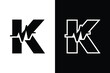 letter K with pulse line or graphic line for initials or name logo medical, marketing, business, modern logo and many more.