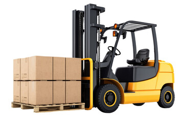 Wall Mural - forklift with load isolated on transparent background - generative ai