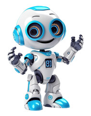 Wall Mural - cute ai robot chatbot isolated on transparent background - generative ai