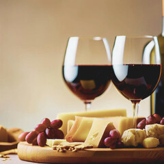 cheese and wine on the table