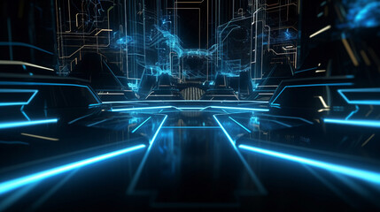 Technology background, futuristic Sci-Fi generative ai illustration