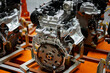 Car internal combustion engine in production plant shop