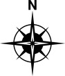 Black north symbol. North sign. 