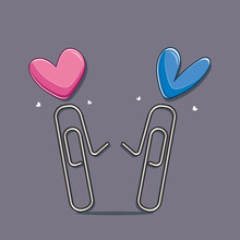 Two Clips Representing A Couple In Love Vector Illustration