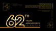 62 year anniversary template design with gold color and double line numbers, vector template