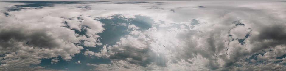blue summer sky panorama with puffy cumulus clouds. hdr 360 seamless spherical panorama. full zenith