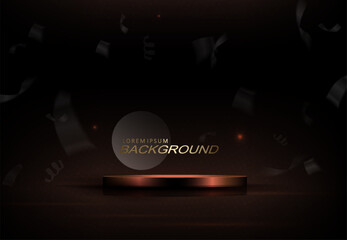 Wall Mural - Round podium on a brown background with dull tinsel