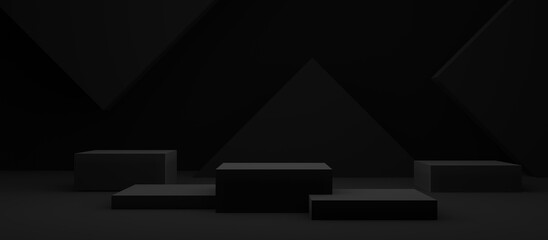 Wall Mural - 3d render black podium. product mock up.