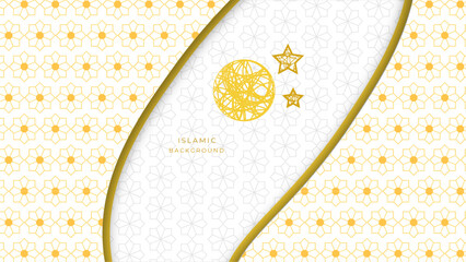 arabic islamic elegant white and golden luxury ornament background