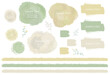 © Helios - Ensemble de cadres vierges à l'aquarelle vectorielle, dessins de plantes, éléments de conception florale, texture de peinture verte, concept écologique, icônes isolées.