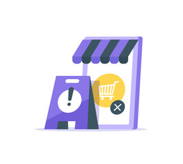 Wall Mural - closed for maintenance,online shopping,flat design icon vector illustration