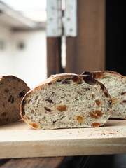 Wall Mural - sliced cranberry and raisin bread loaf