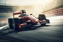Ferrari F1 On The Track. Sport Car Racing Formula One In Race Track, AI Generated