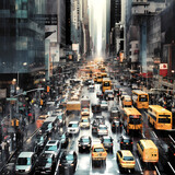 Fototapeta Miasta - Cars Traffic Jam. Generative AI