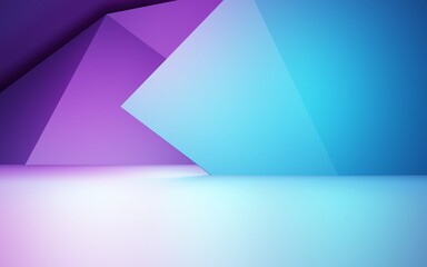 Wall Mural - 3d rendering of purple and blue abstract geometric background. scene for advertising, technology, sh