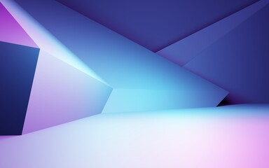 Wall Mural - 3d rendering of purple and blue abstract geometric background. scene for advertising, technology, sh