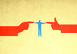 © Westend61 - Illustration of man standing between two pointing hands