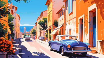 Wall Mural - Beautiful view of the small town of Saint-Tropez, France