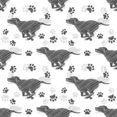 Poster - Running dog scribble vector pattern