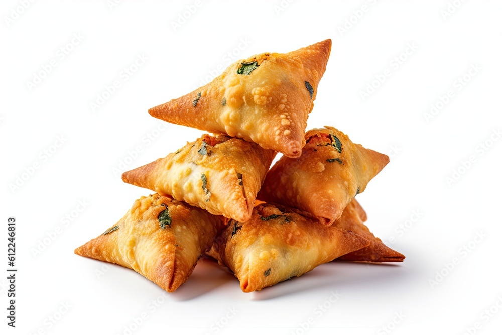 Traditional Indian Food Samosa On White Background Stock Illustration ...