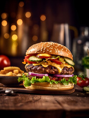 Wall Mural - hamburger on a plate