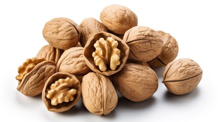 Wall Mural - walnuts on white background