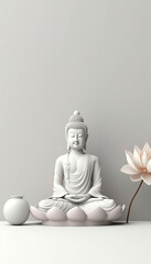 Wall Mural - buddhism background with buddha and lotus