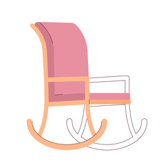 Wall Mural - Rocking chair semi flat colour vector object. Wooden swaying porch chair. Comfortable cozy seat. Editable cartoon clip art icon on white background. Simple spot illustration for web graphic design