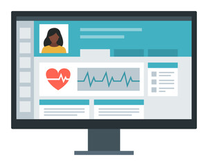 Patient electronic medical records on screen