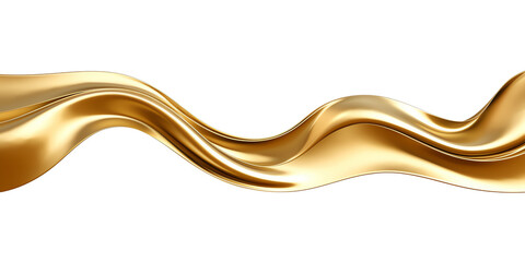 Canvas Print - Abstract golden metallic wave band isolated on transparent background - Generative AI