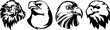 Hand drawn eagle head emblem set. Mascot bird collection. Predator illustration isolated on white.