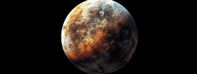 Wall Mural - banner poster planet moon mars in space on a dark background cinematic photo space for text copy spa