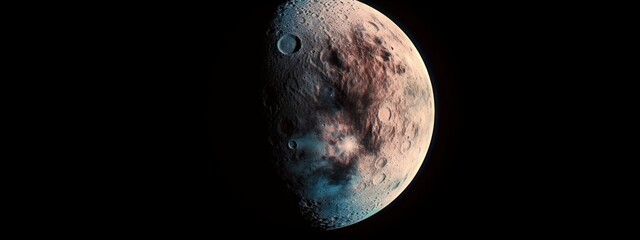 Wall Mural - banner poster planet moon mars in space on a dark background cinematic photo space for text copy spa