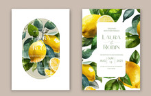 Wedding Invitation Card With Lemon Brunches.