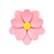 Pink chamomile flower bud lush petals floristic botanical romantic decor 3d icon realistic vector