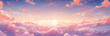 Heavenly sky. Sunset above the clouds abstract illustration. Extra wide format. Hope, divine, heavens concept. Hand edited generative AI. 